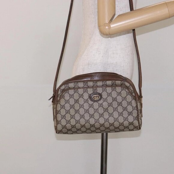 GUCCI GG Supreme Web Sherry Line Shoulder Bag PVC Beige Gold Auth sw1153 - Picture 14 of 16